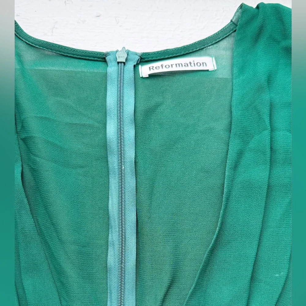 Reformation Laurelei Mini Dress Dark Green Size 4 - Picture 5 of 10